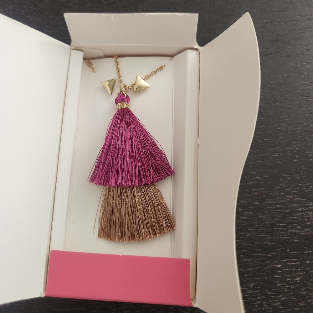 Elegant Gold and Purple Tassel Necklace